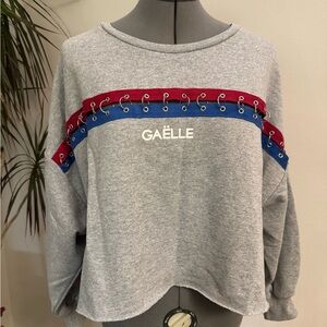 Gaelle Paris Sweatshirt with Red and Blue Stripes and Hardware Accents